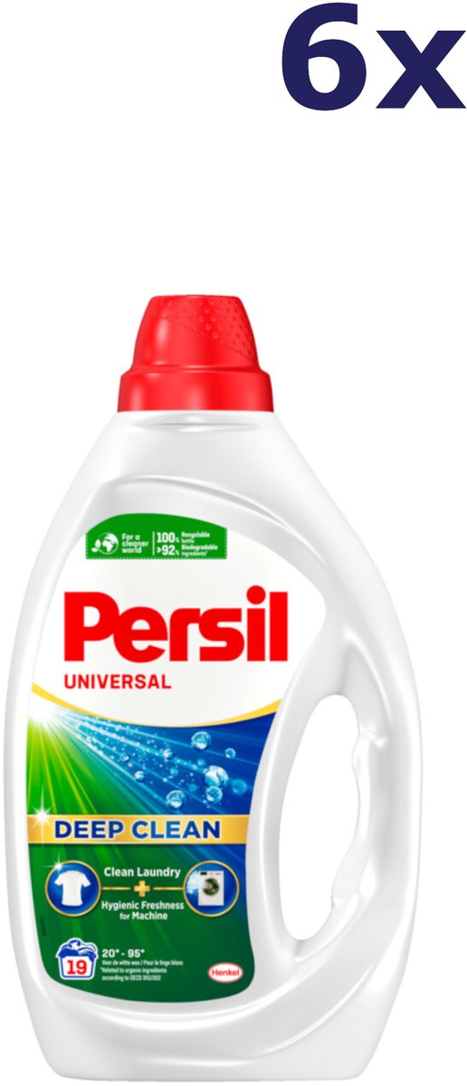 Persil Gel Universal - Vloeibaar Wasmiddel - Krachtige Vlekverwijdering - Voordeelverpakking - 6 x 19 Wasbeurten