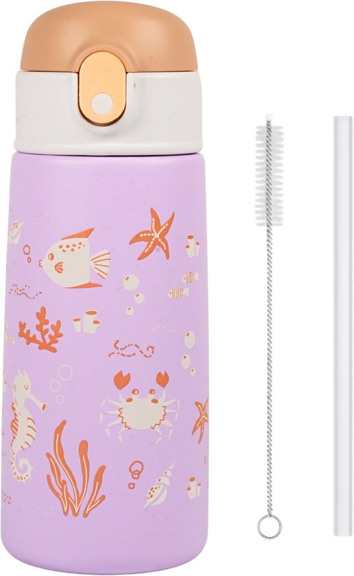 Pure Luv RVS Drinkfles met rietje