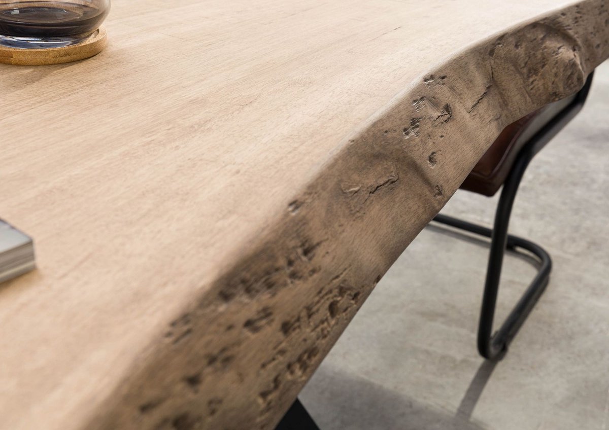 MASSIVMOEBEL24 .DE FREEFORM eettafel beige gelakt massief hout mango 220x100 cm