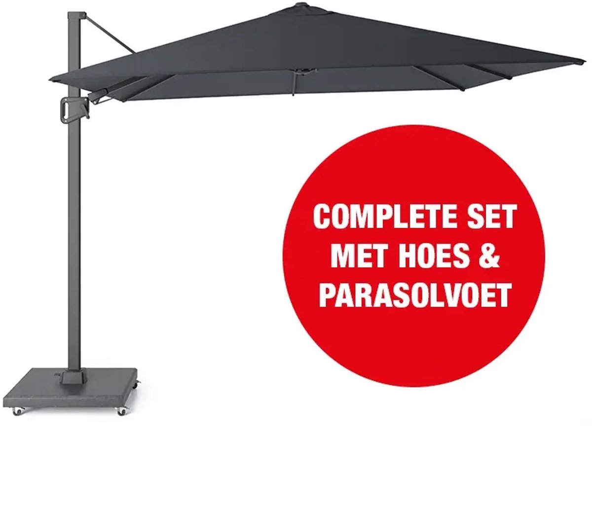 Halifax Zweefparasol Set 300x300 cm - Antraciet