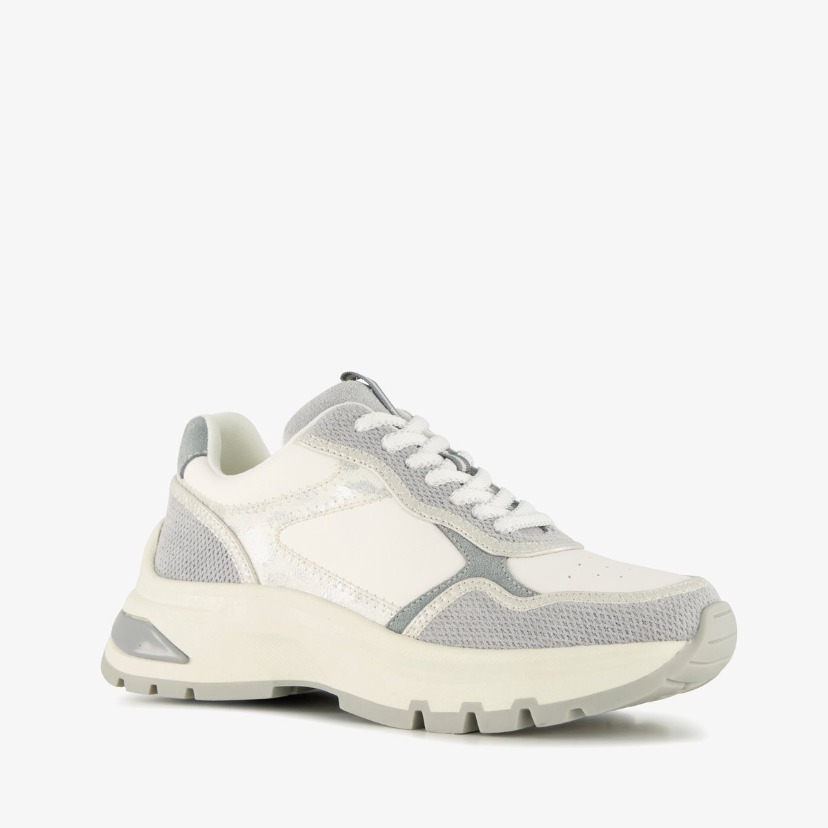 Harper leren dames sneakers met luipaardprint wit - Maat 39 - Uitneembare zool