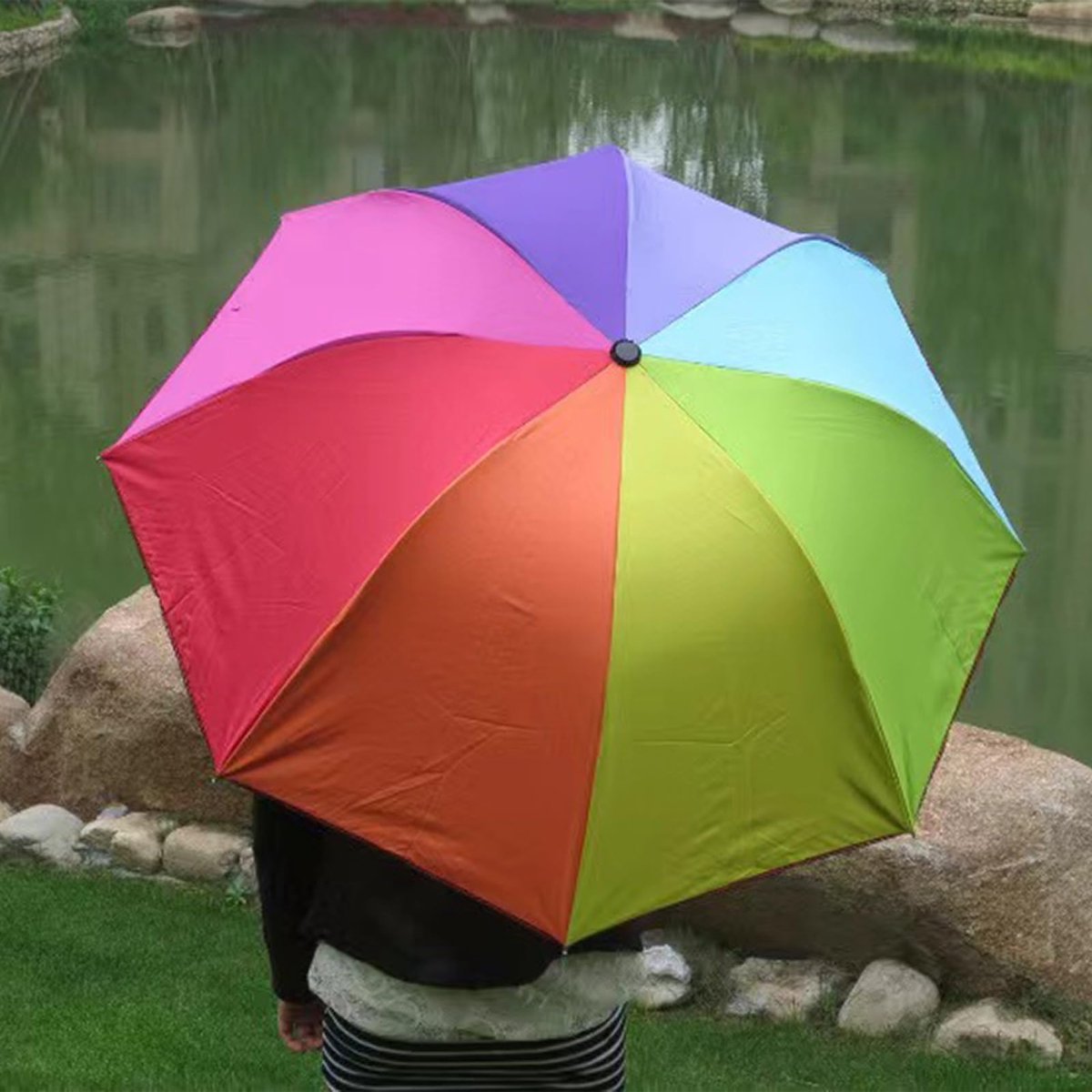 longziming - Compacte Regenboog Paraplu - Winddichte Reisparaplu Met 8 Baleinen - Sterke Storm Paraplu Voor Regen - Heren En Dames — cadeau in Mode & Accessoires - foto 5