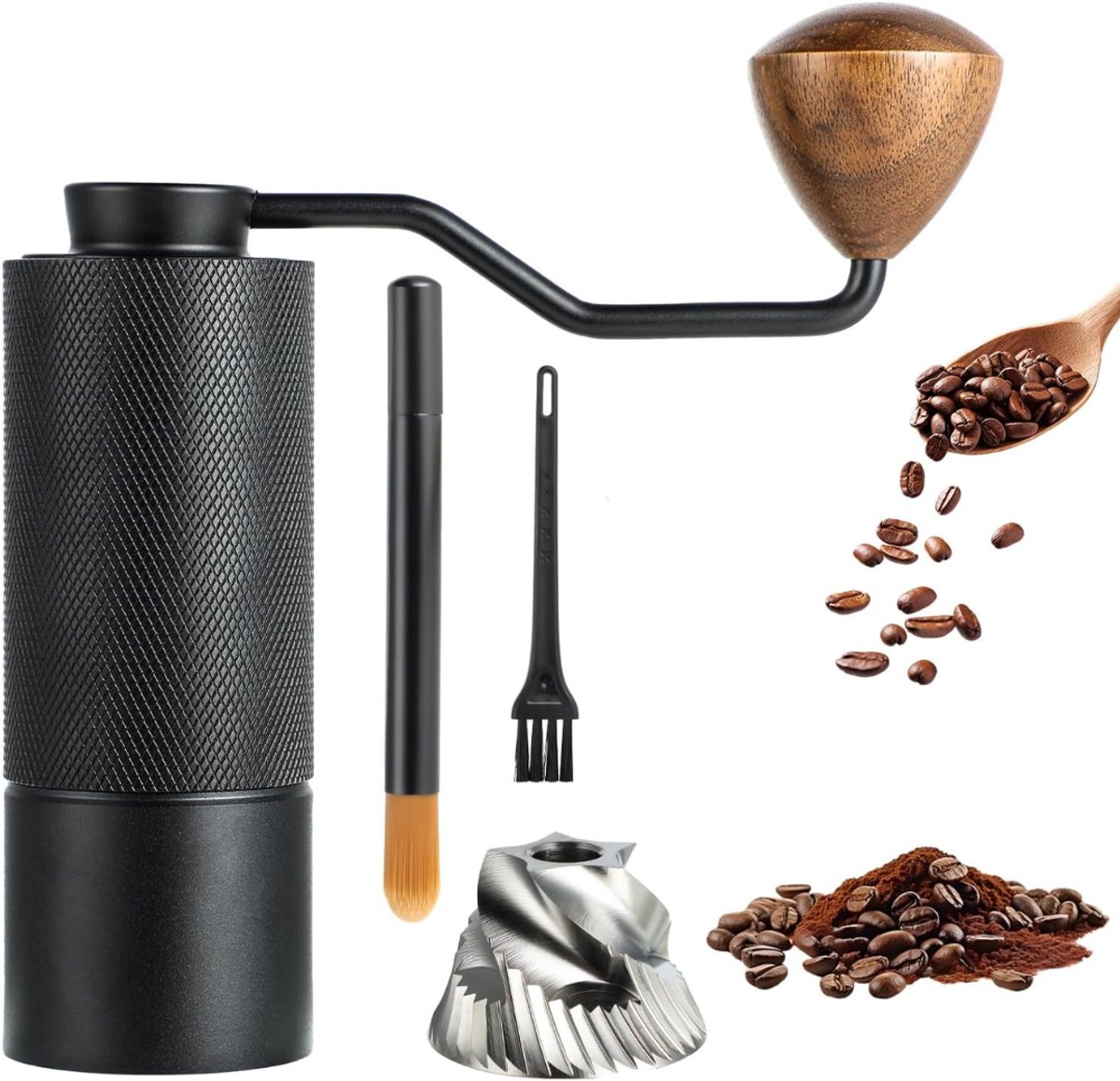 TopChoice® Koffiemolen - Coffee Grinder - Koffiebonen Maler - Verbeterde Slijpuniformiteit - Zwart