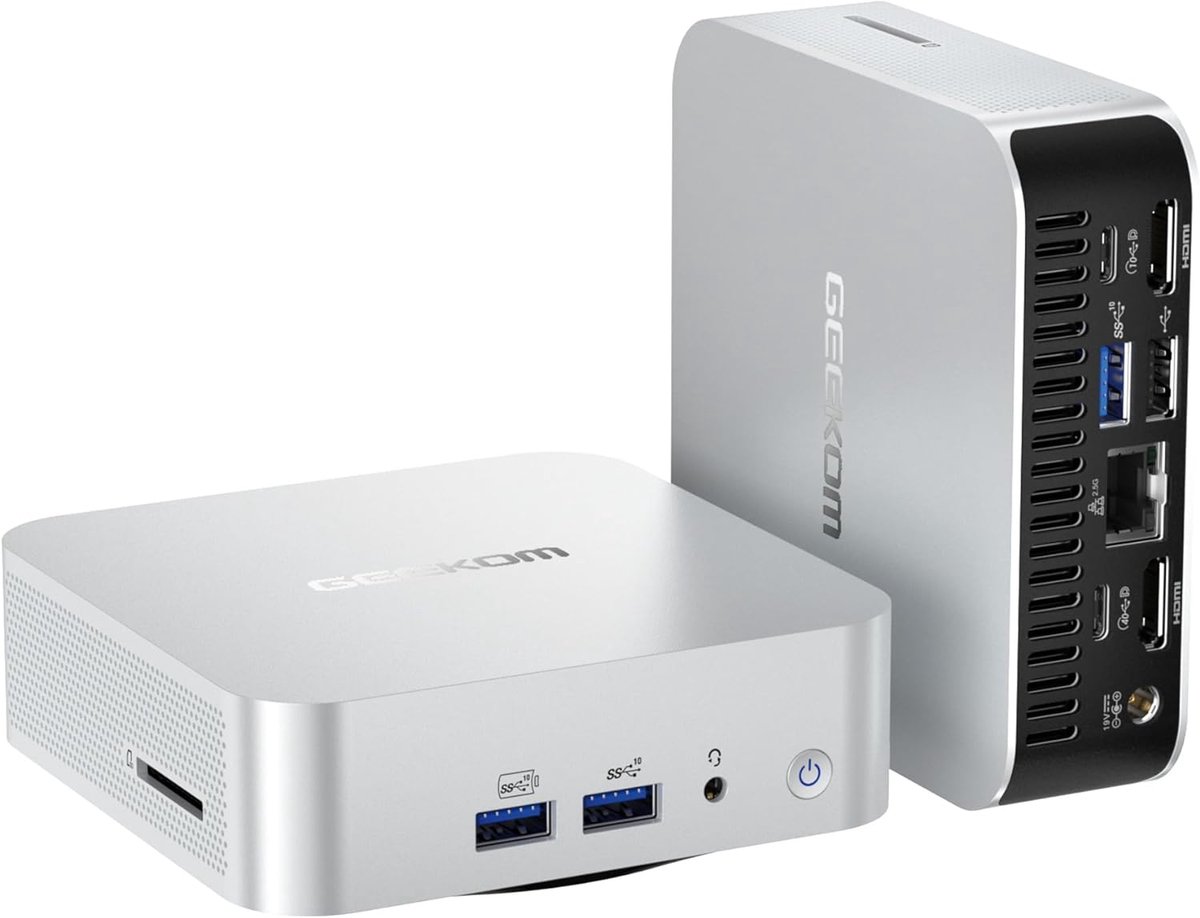 GEEKOM A7 Mini-PC – AMD Ryzen 5 7535HS– AMD Radeon™ graphics 780M – Windows 11 Pro – (8 Kernen 16 Threads, tot 5,2 GHz –16GB RAM 512GB SSD – 8K,Mini PC met,Mini Computer,Game PC,pc voor games e