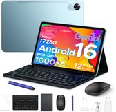 Aorlym P12 - Tablet - 48 GB RAM (8+40 GB) - 128 GB ROM (2TB/TF) - 12 inch 2K 120 Hz IPS - Android 16 - 10000 mAh /18 W - T7280 OctaCore - Dubbele camera - WiFi 5 - Bluetooth - Face ID - Toetsenbord - Stylus meegeleverd - Blauw