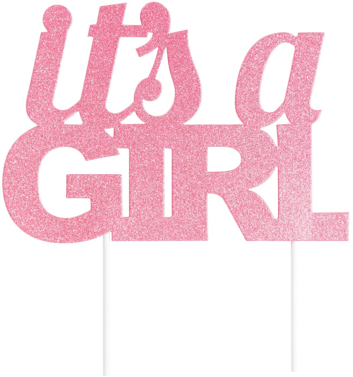 CREATIVE PARTY - Cake topper It's a Girl 20 cm roze glitter