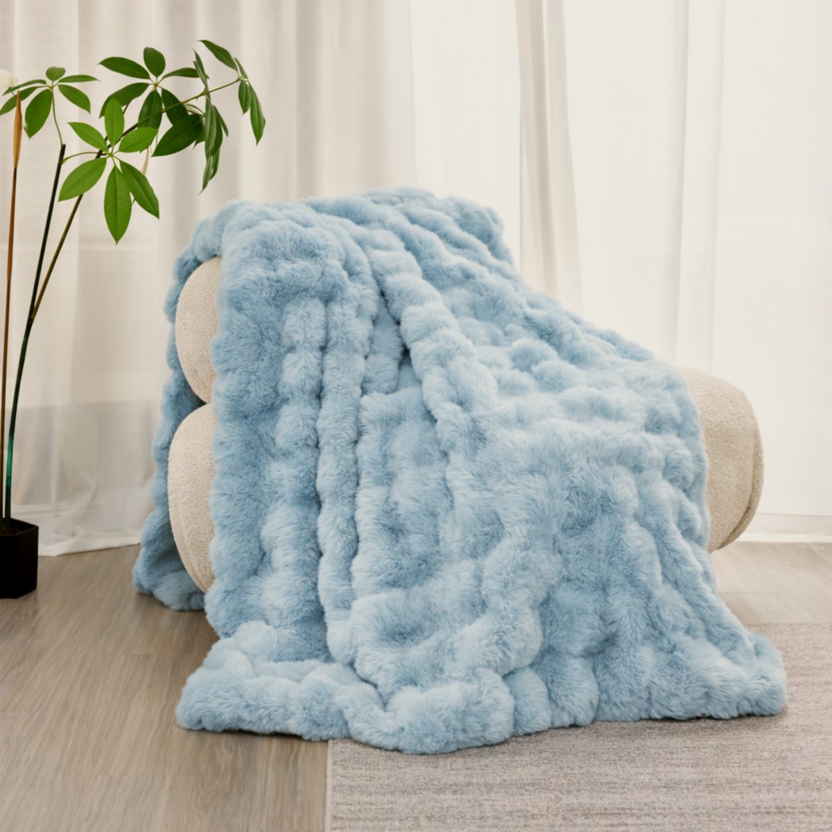 Signature 730 Fleece Deken 160x200 cm – 730 GSM Extra Dik – Luxe Zwaar & Ultra Zacht – Voor Bank en Bed - Lichtblauw