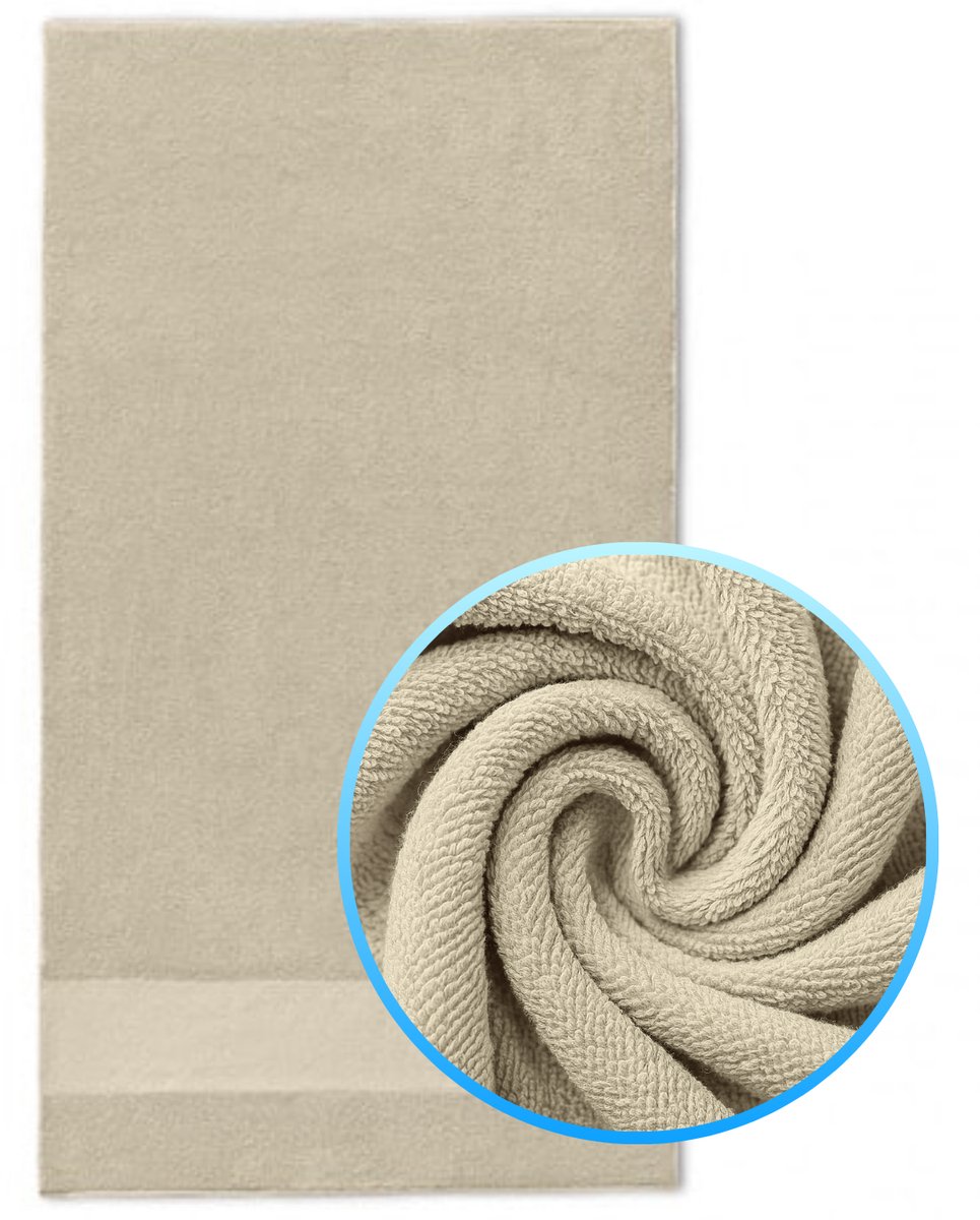 Funnies Strandlaken XXL Cream 100x180 cm - Extra groot - Hoogwaardig Katoenen OEKO-TEX Strand Handdoek - 500 gram/m2 Luxe Dikte - Extra zacht - Sneldrogend Badhanddoek - Ideaal voor Strand, Sauna, Zwembad, Vakantie en Sport - Badlaken