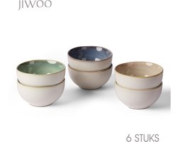 Set van 6 Kommen (Ø13,5cm / 580ml) Ontbijtkommen, Mueslikom, Dipschaaltjes, Soepkom, dubbel reactief glazuur, serviesset 6 persoons, Geschikt voor restaurants, familiefeesten, banketten en picknicks, Magnetron-vaatwasserbestendig, Keramiek