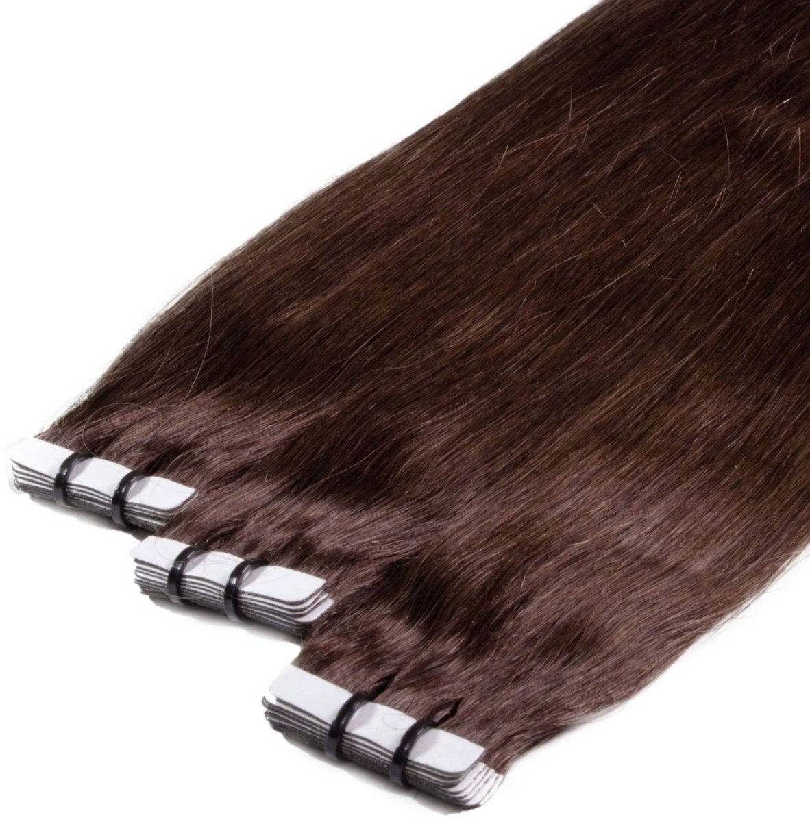 hair2heart Premium Tape Extensions Echt haar glad - 10 tapes 2,5 g 60 cm 4/77 middenbruin intens bruin