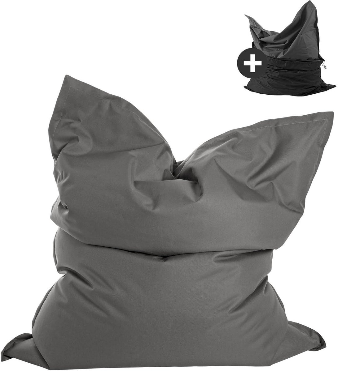 mokebo Zitzak Outdoor XXL met beschermhoes voor kinderen & volwassenen 'Der Große', Bean Bag met vulling, waterafstotende hoes, 130x170cm, Antraciet