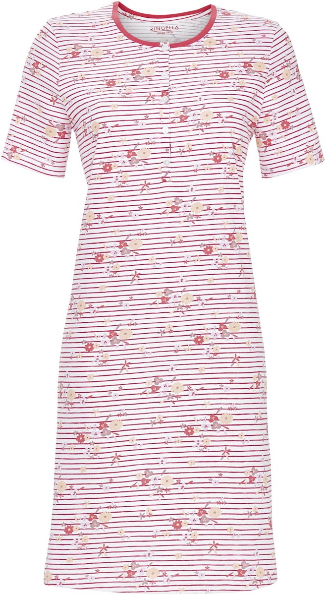 Ringella Katoenen bloemen nachthemd rood - Rood - Maat - 48