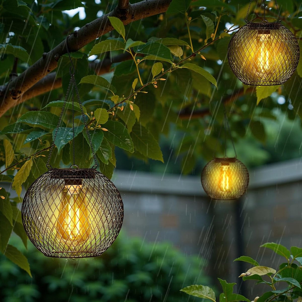 2 Pack Zonne Hanglampen – Retro Metaalgaas – Vintage Lamp – Waterdicht – voor Tuin, Terras