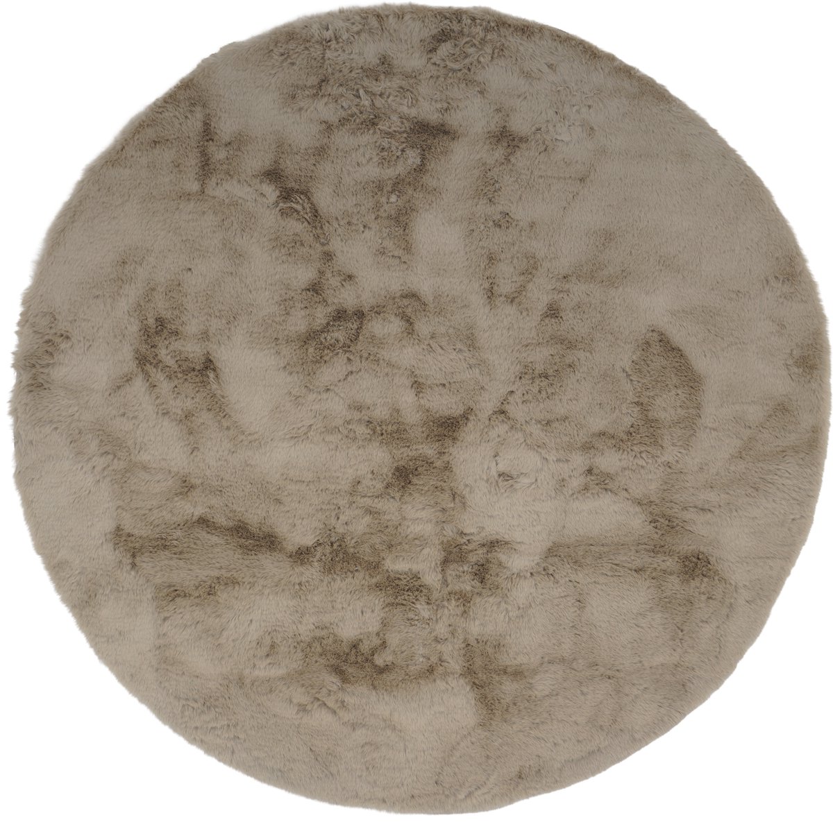 Fluffy Vloerkleed Taupe 120x120 cm rond – Hoogpolig 30 mm – Extra Dik & Zacht – 1900 g/m² – Afgewerkte Randen