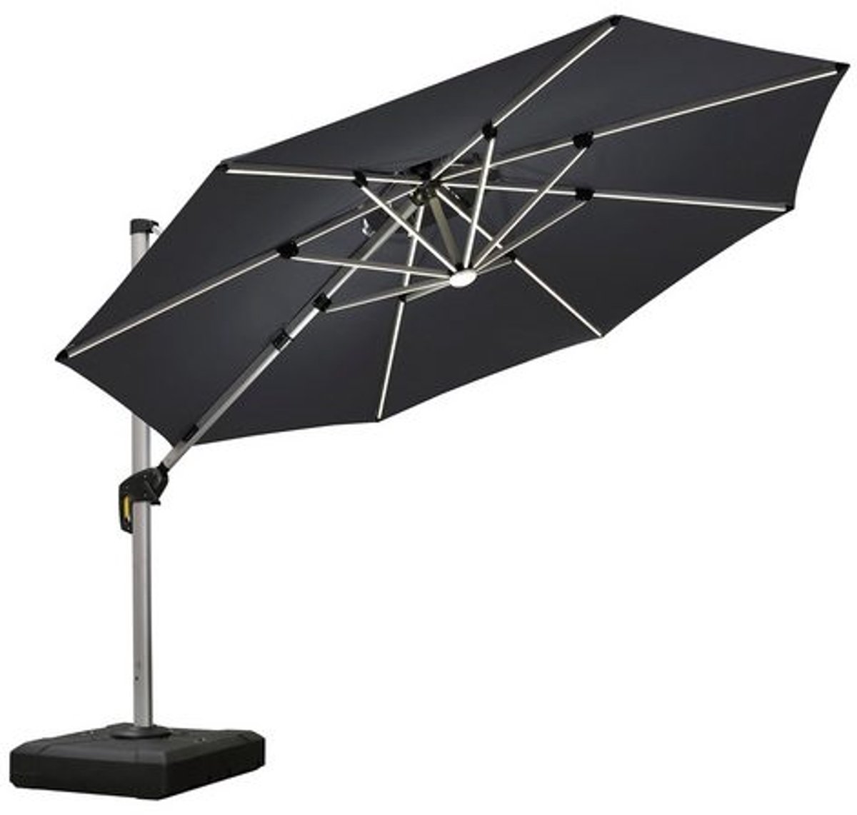 PURPLE LEAF Ronde Parasol – 360° Draaibaar - Ingebouwde LED-verlichting – UV50+ - Windbestendig - Stijlvolle Zweefparasol