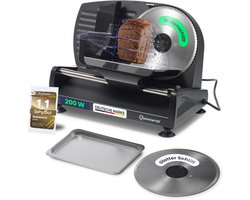 Sommertal Multifunctionele Snijmachine AS190 DUAL – 200W, RVS Mes met Gegolfde en Gladde Snede, Elektrische Snijmachine voor Brood, Kaas, Vlees, Dikte Verstelbaar (0-15mm)