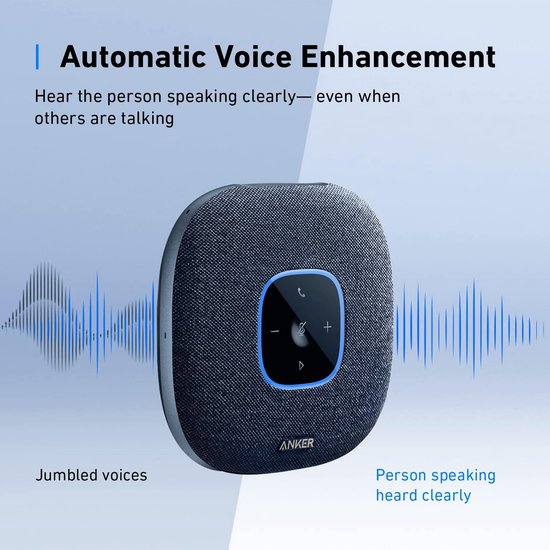 Anker PowerConf S3 Bluetooth Conference Speaker, 6 Built-in Microphones, Improved Sound Recording, 24 Hours Talk Time, Soundcore App Control, Bluetooth 5, USB-C, Ideal for Home Office van Anker — afbeelding 5