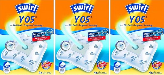 12 originele SWIRL Y05 stofzuigerzakken voor Dirt Devil M 7011-3 Skuppy