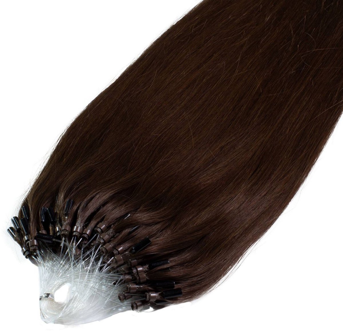 hair2heart Premium Microring Extensions Echt haar glad - 25 strengen 0,8 g 50 cm 5/0 middenbruin