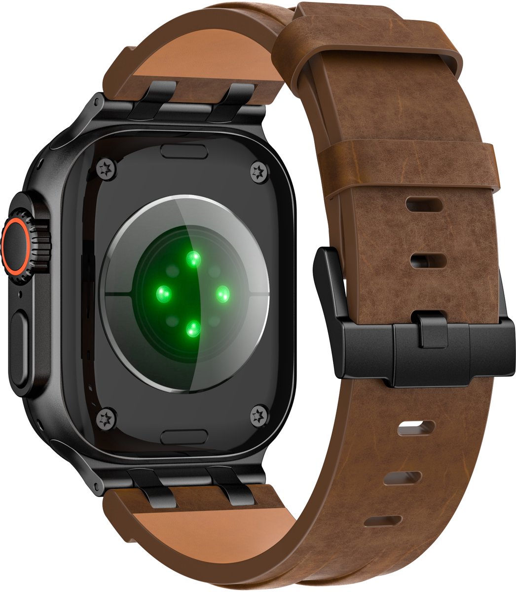 Apple Stravo Vintage Leren Horlogebandje - Echt Leer Retro Bandje voor Apple Watch 46mm (Series 10/11) / 45mm (Series 7/8/9) / 44mm (Series 4/5/6/SE) / 49mm (Ultra 1/2/3) thumbnail 2