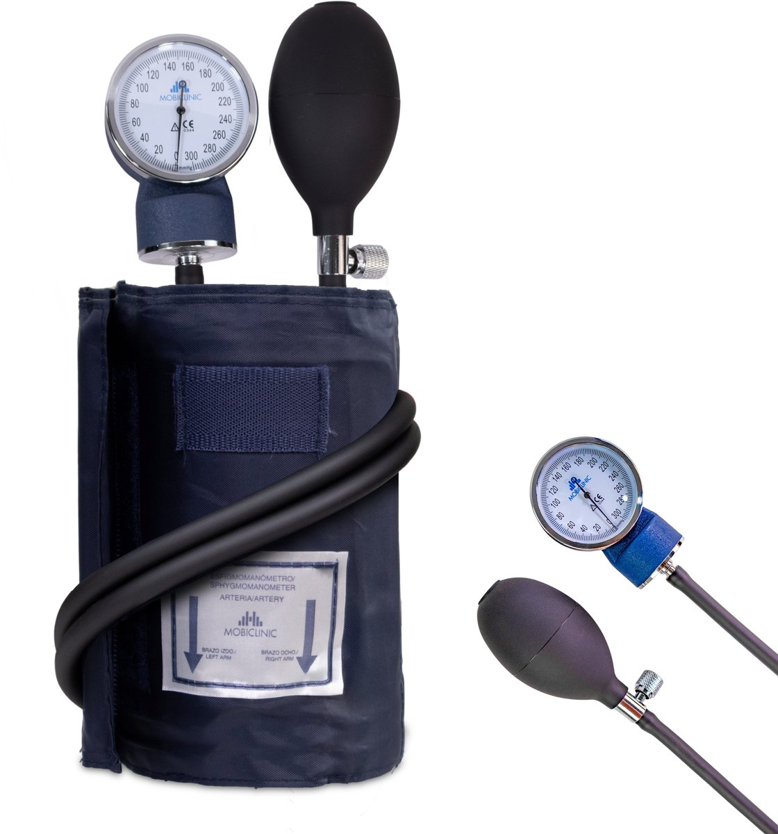 Mobiclinic TA-01 Handbloeddrukmeters - Tensiometer - Blauw - Handmatige bloeddrukmeter - Aneroid bloeddrukmeter