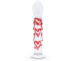 Gildo - Glazen G-spot/Prostaat Dildo Met Hartjes No.30 - 17 cm