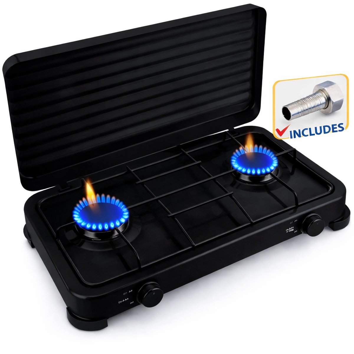 Eurocatch Dual Gas Stove 2 pits Kooktoestel op gas | 4 Gasflessen | SET3407