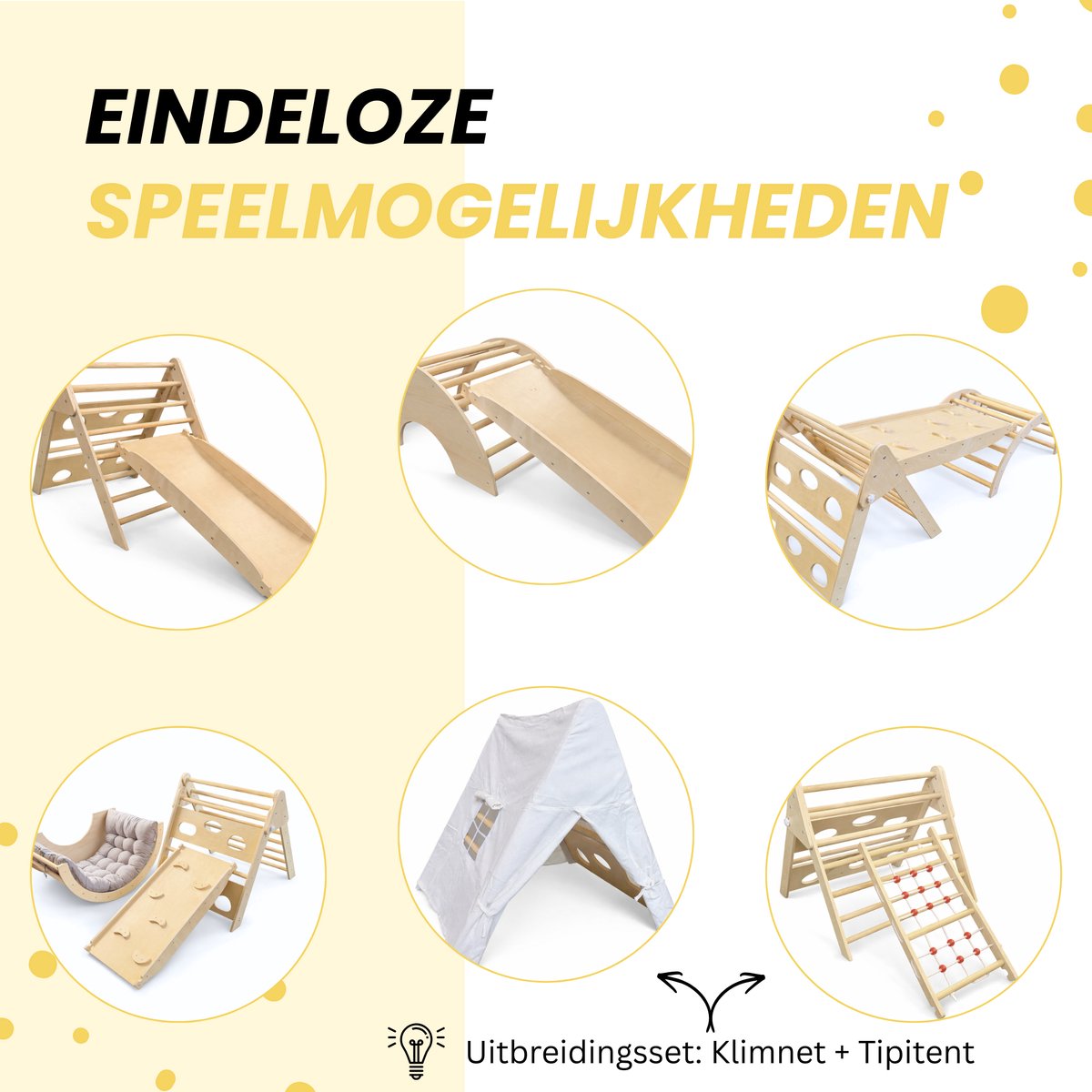Dastium Kids - XXL Klimrek - Klimboog - Montessori Klimrek Kinderen - Klimdriehoek - Pikler Klimrek Peuter - Ontworpen in Nederland - Klimset - Klimrek Binnen - Naturel — afbeelding 8