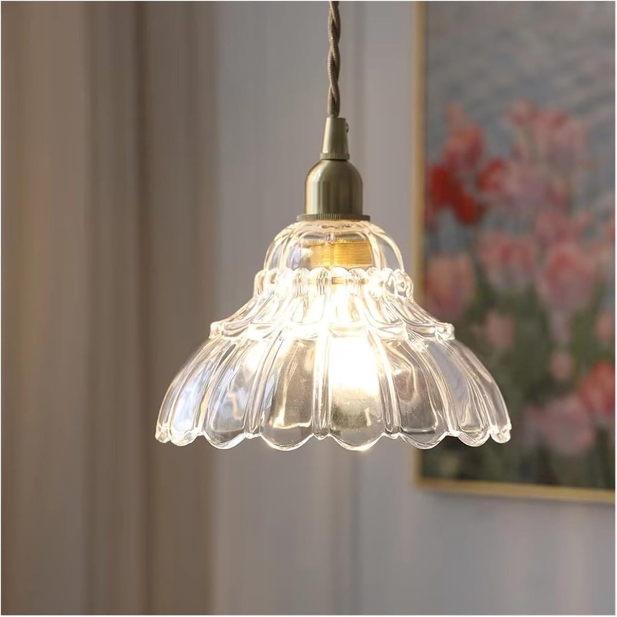Transparante klokvormige glazen hanglamp Minimalistische LED-hanglamp Geschikt voor keukeneilanden, eetkamers, woonkamers, slaapkamers en gangen Woondecoratie (lamp niet inbegrepen)