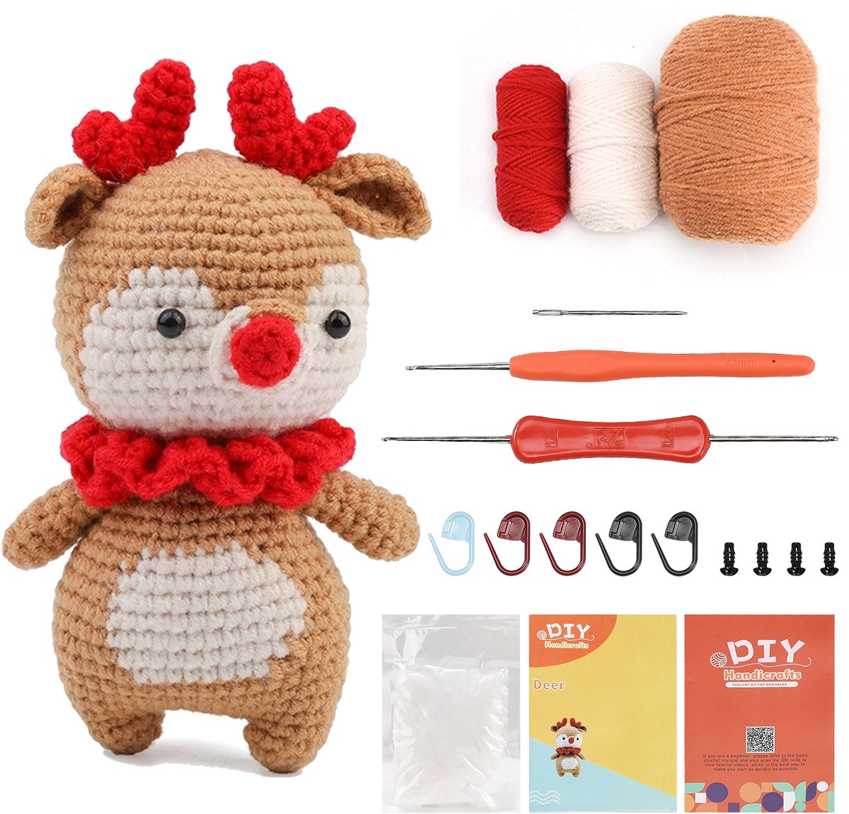 Haakpakket Herten – Compleet Haakpakket voor Volwassenen en Beginners, Haken Pakket, DIY Amigurumi, Decoratie en Cadeau