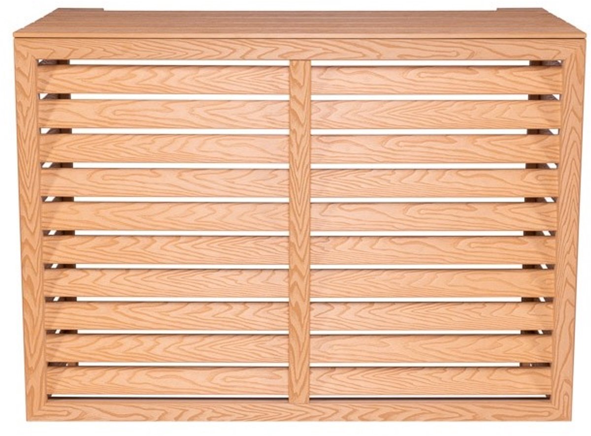 Floli Kunststof Airco Cover Buitenunit Omkasting Houtlook Teak / Wandmontage.