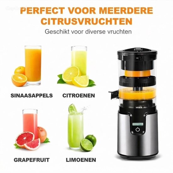 BYKYA Elektrische Citruspers - Sinaasappelpers - Automatische Fruitpers - 140W - RVS - Citruspers Elektrisch - Zilver — afbeelding 4