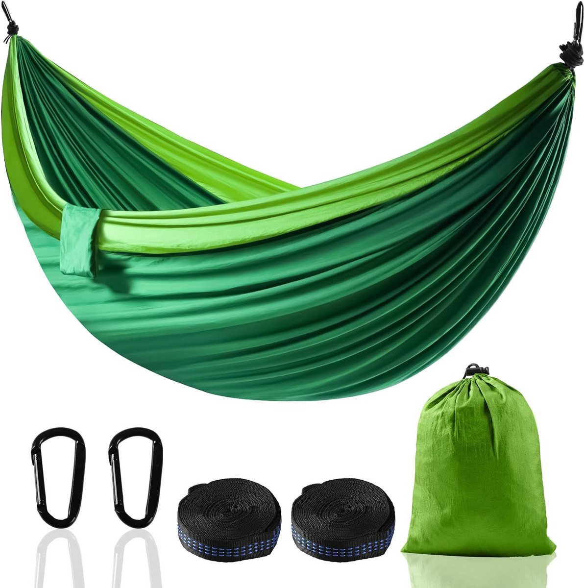 Opvouwbare XXL Hangmat voor 2 Personen - Ultralicht en Draagbaar - Perfect voor Tuin, Camping, Balkon en Binnen