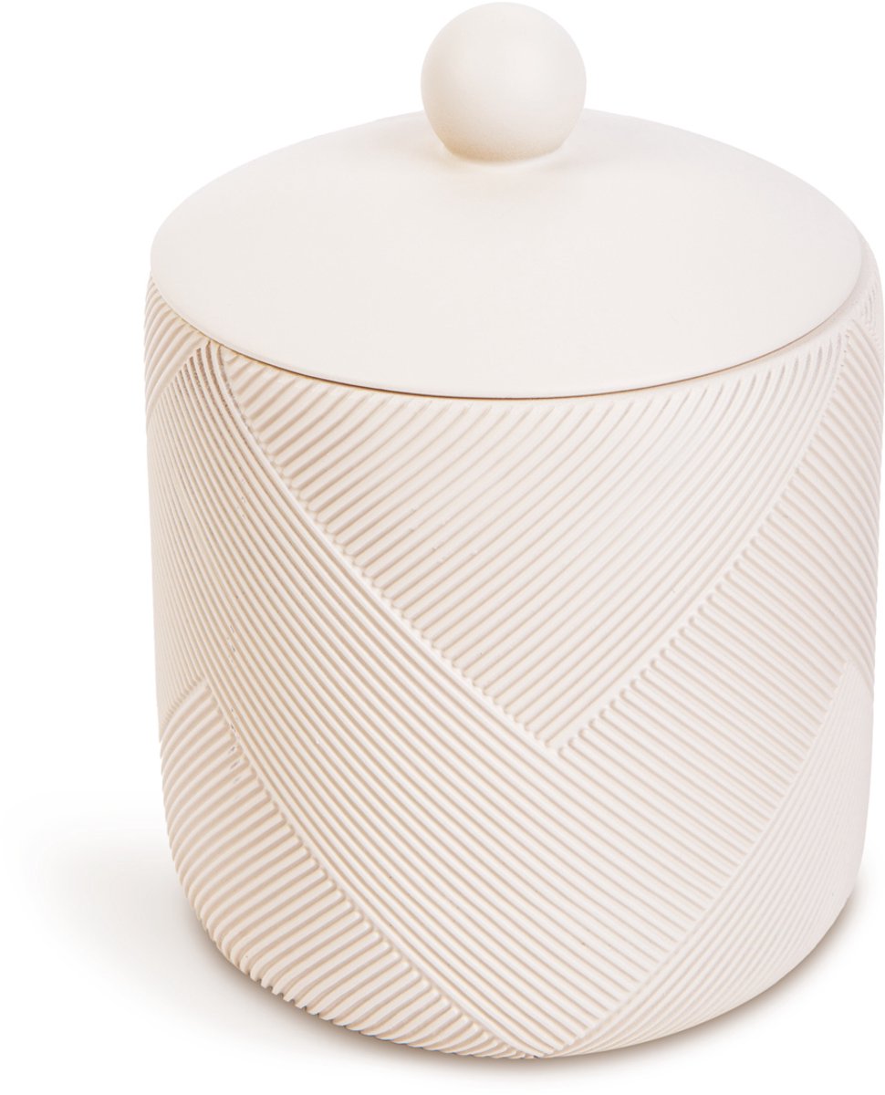 Badkamer Opbergpot met Deksel – Beige – Ø10,5 x 13,7 cm – Resin Badkamer Organizer [BW3022E]