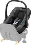 Maxi-Cosi autostoel op Isofix base, donkergrijs met gordels.