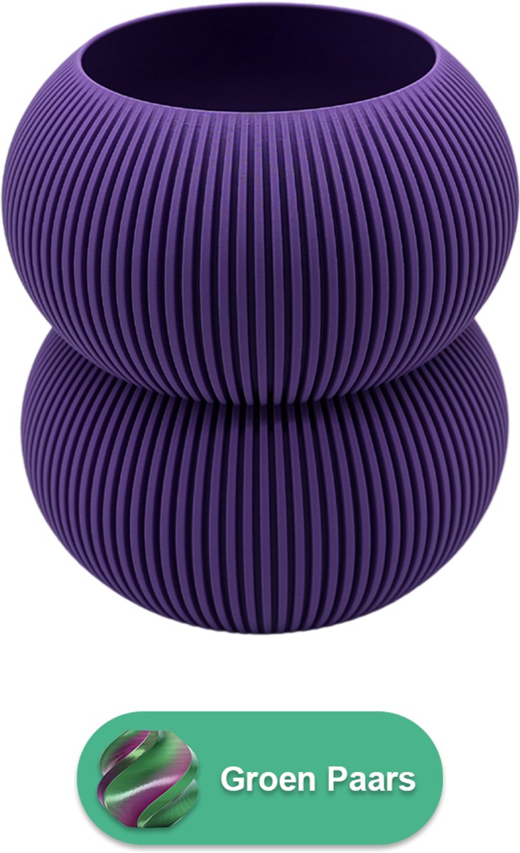 Lovora Elaro moderne vaas – Decoratieve vaas - Groen / Paars - 3d geprinte vaas – geschikt voor droogbloemen - 25CM