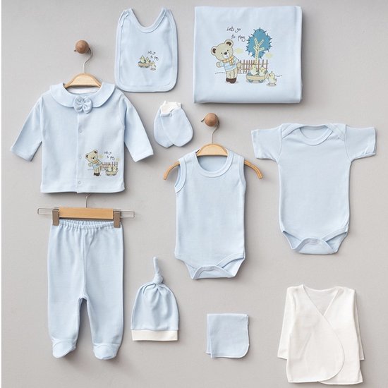 Let’s go to play - 10-delige baby newborn kleding set jongens - Newborn set - Babykleding - Babyshower cadeau - Kraamcadeau