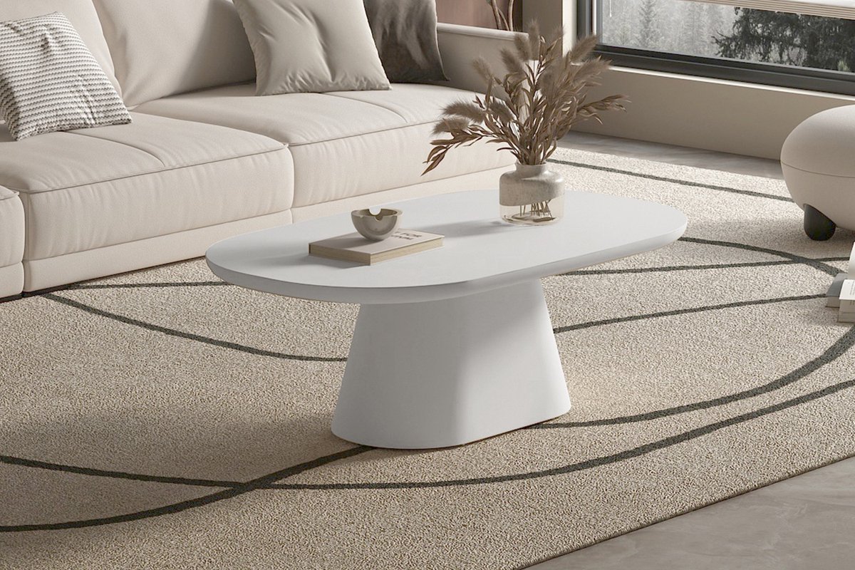 Rousseau Tavira – Salontafel Ovaal – 120x70 cm – Cement Ecru Wit