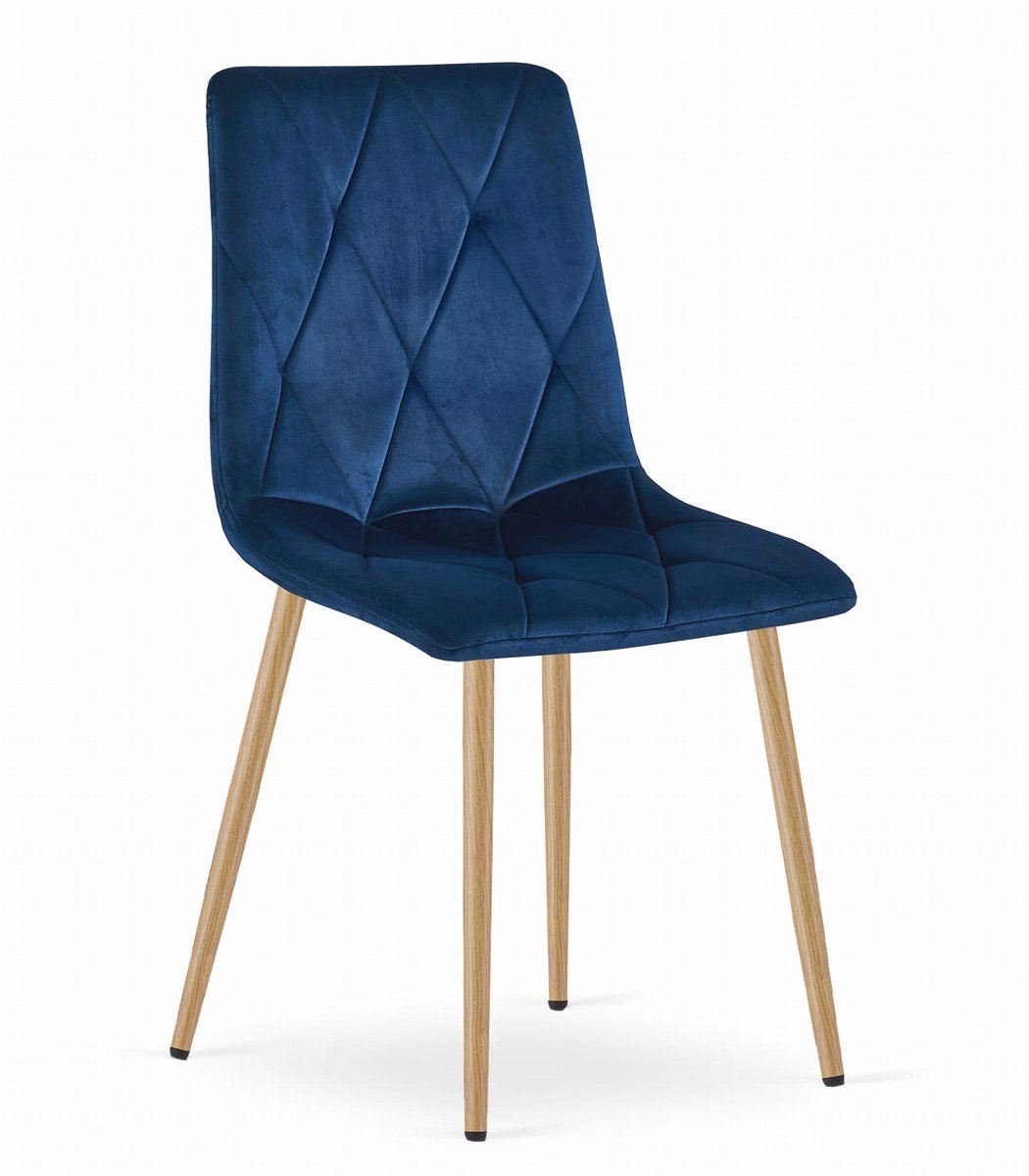 LEOBERT Eetkamerstoel LIBRA Donkerblauw – Houtlook Metalen Poten, Modern Velvet Bekleding, Ergonomisch Design, Max. 120 kg blauw