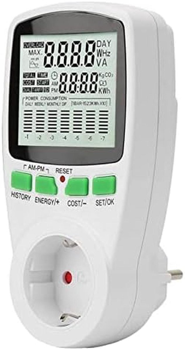 Stroomverbruik Meter met Groot Scherm voor Energiebesparing (EU Stekker)