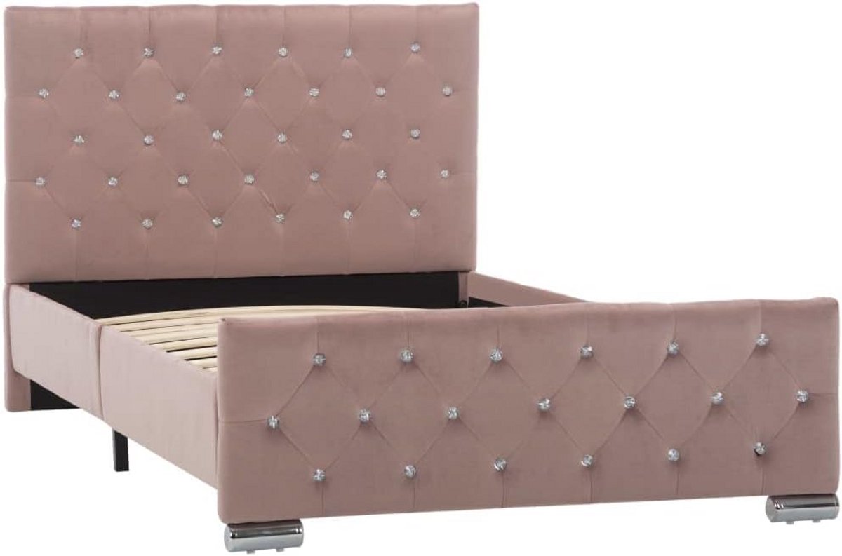 Effen Roze Stoffen Bedframe 100x200 cm - Klassiek en Stevig Design