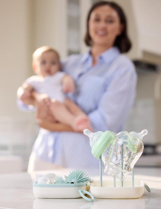 Babyfles Borstelset 7-in-1 - Alles-in-één Schoonmaakset met Siliconen Afwasborstel, Soppenborstel, Drinkrietborstel, Zeepdispenser + Droogrek - Voor Thuis & Onderweg van Merkloos — afbeelding 4