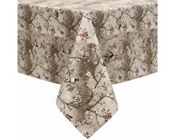Protecttable - Tafelzeil Japanse Vogels Beige 140x240cm - Tafelkleed Afwasbaar - Kunststof