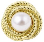 Victoria Valenza Goudkleurige broche Knot met Witte Imitatieparel