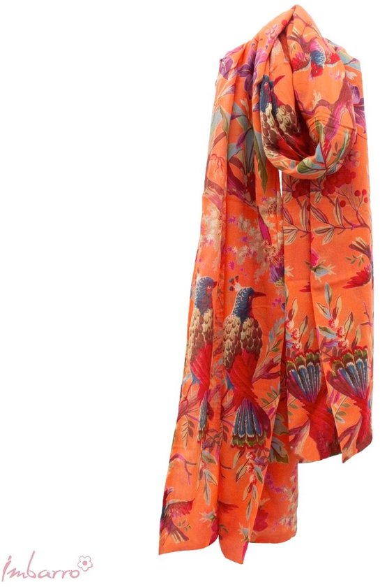Imbarro - Shawl - Sjaal - Paradise - Rayon - Mandarine - Oranje - 100 % Katoen - 100 x 200 cm