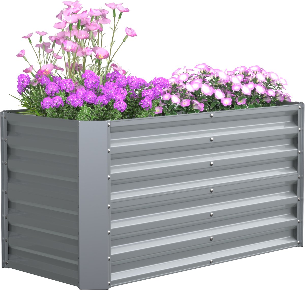 VCM Metall Hochbeet 120x60x57 cm – Rechteckiger Pflanzkasten für Garten & Terrasse – Großes Gartenbeet aus Metall, Pflanzenbeet ohne Boden, Galdo L