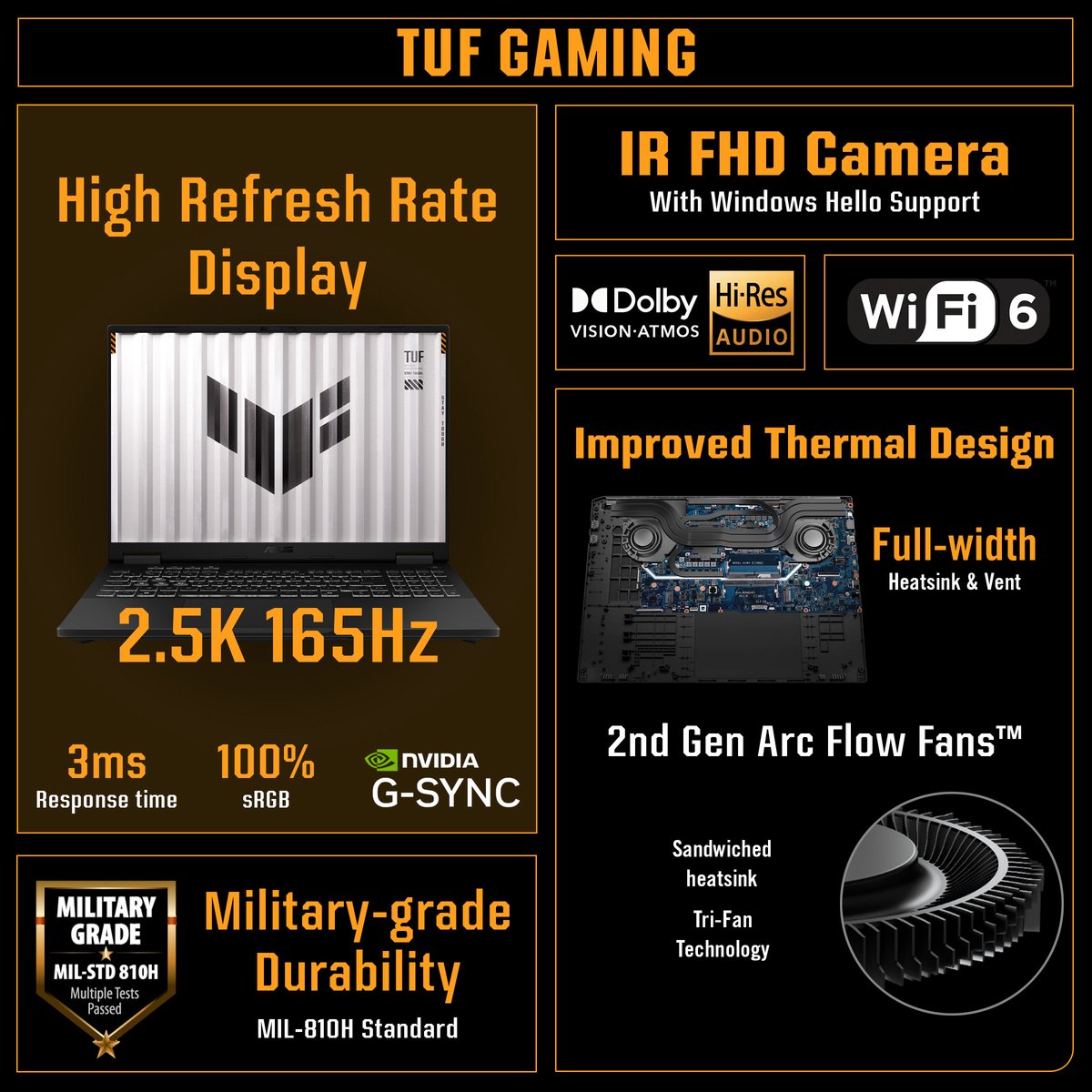 ASUS TUF Gaming A16 FA608UH-RV092W - Gaming Laptop - Core i7 - RTX 5050 - 16GB/512GB - 16 inch - 165 Hz — afbeelding 4
