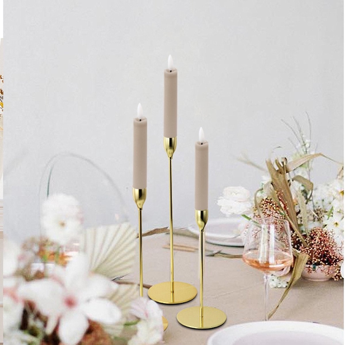Foryouliving - LED kaarsen met flikkerende vlam 2x - Taupe - Afstandsbediening - Dinerkaars rustiek wax 15.5 cm - LED kaars batterij - Timer — cadeau in Wonen & Interieur - foto 4