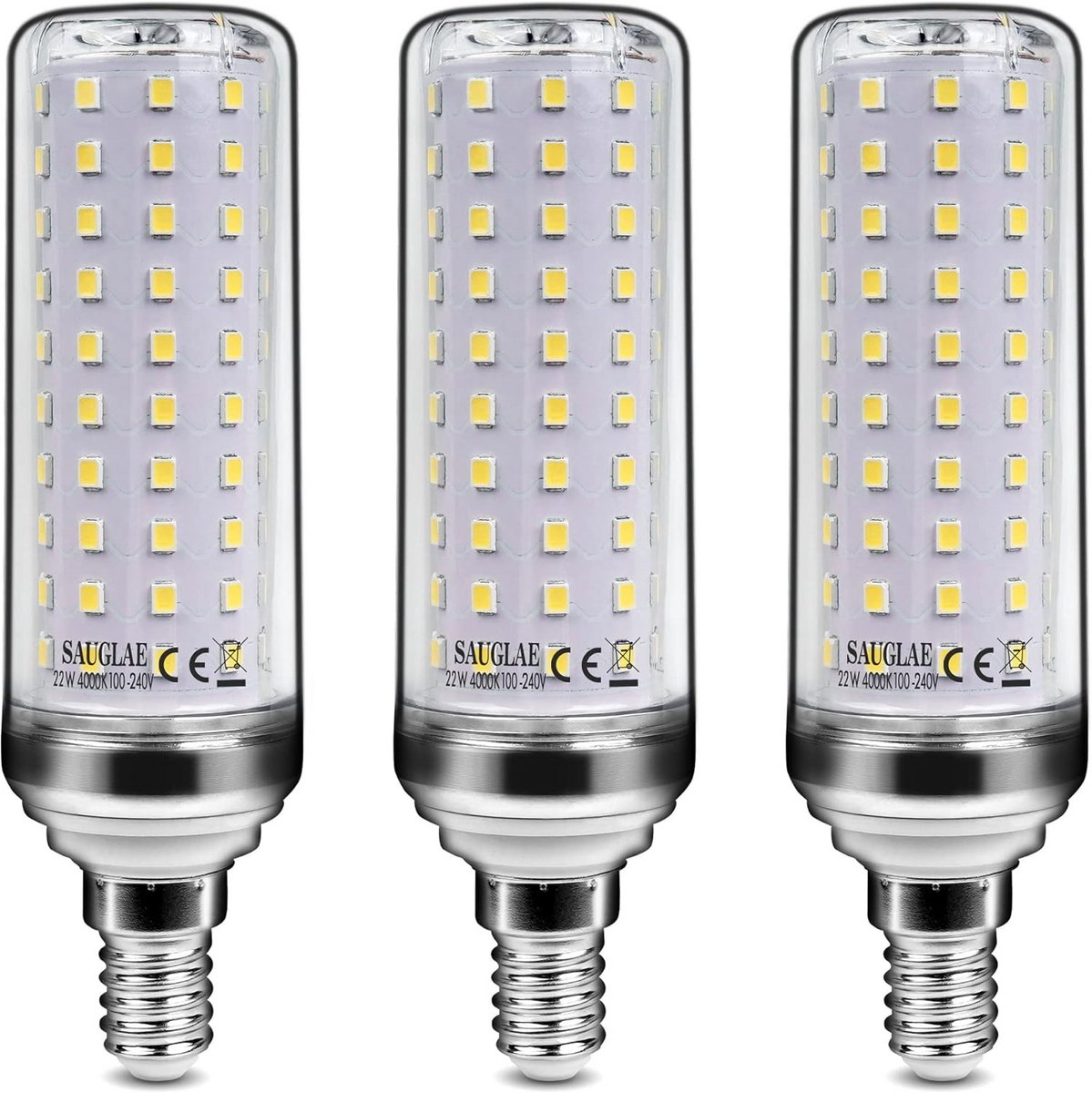 Dimbare LED-lampen E14 22W Neutraal Wit (4000K) - Krachtig Licht met 2500 Lumen - 3 Stuks