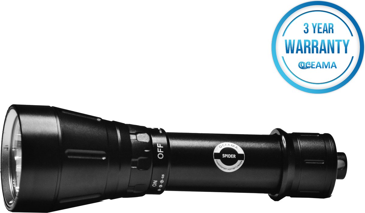 Oceama Spider T-3000 - Duiklamp - Zaklamp voor onderwater - LED 3000 Lumen - Zwart